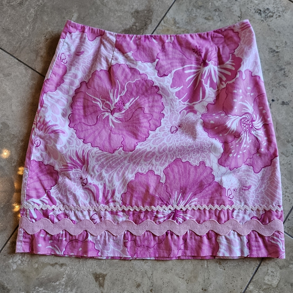 Lilly Pulitzer Pink Floral Women's Skirt Sz 10